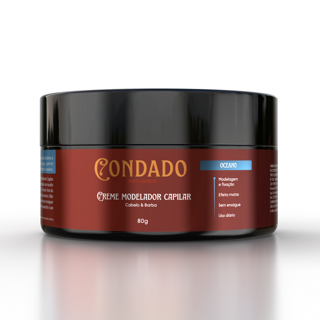 Kit Shampoo + Condicionador + Óleo + Colônia + Pomada + Necessaire Cinza Oceano Condado