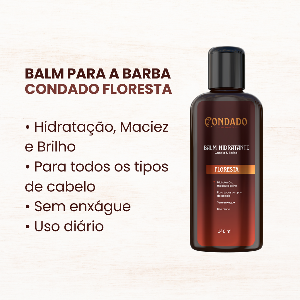 Kit Tônico capilar + Pomada modeladora + Óleo + Balm hidratante Floresta Condado
