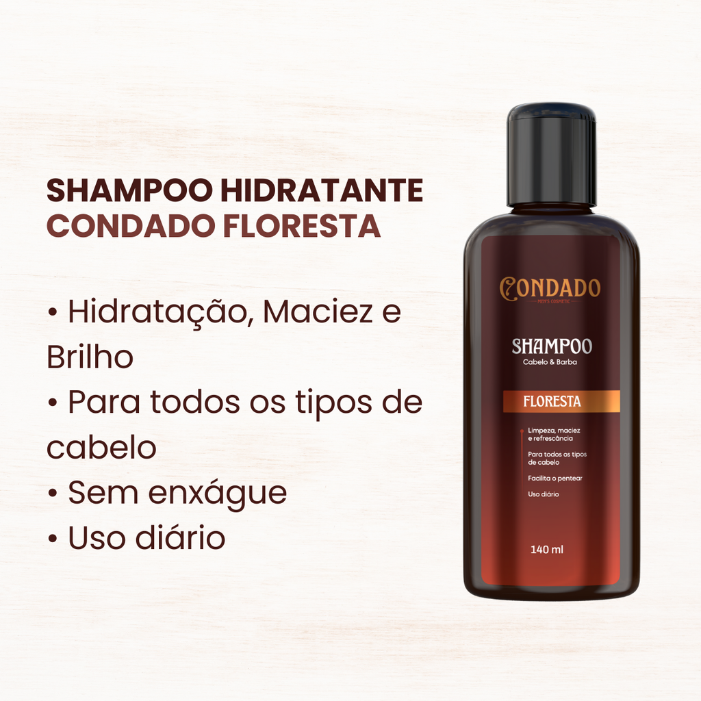 Kit Shampoo + Condicionador + Creme modelador + Óleo hidratante Floresta