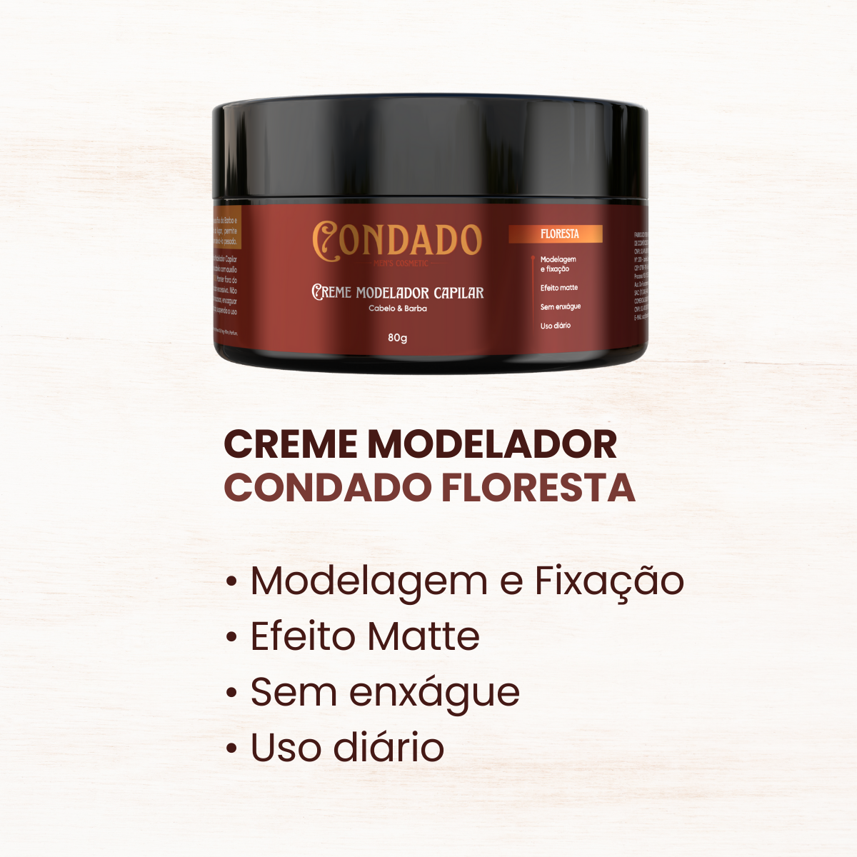 Kit Tônico capilar + Pomada modeladora + Óleo + Balm hidratante Floresta Condado