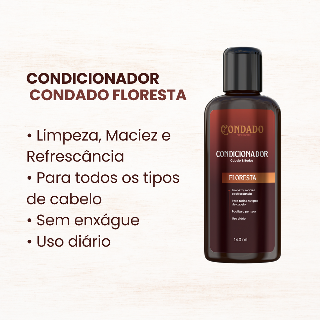 Kit Shampoo + Condicionador + Pomada modeladora Condado Floresta