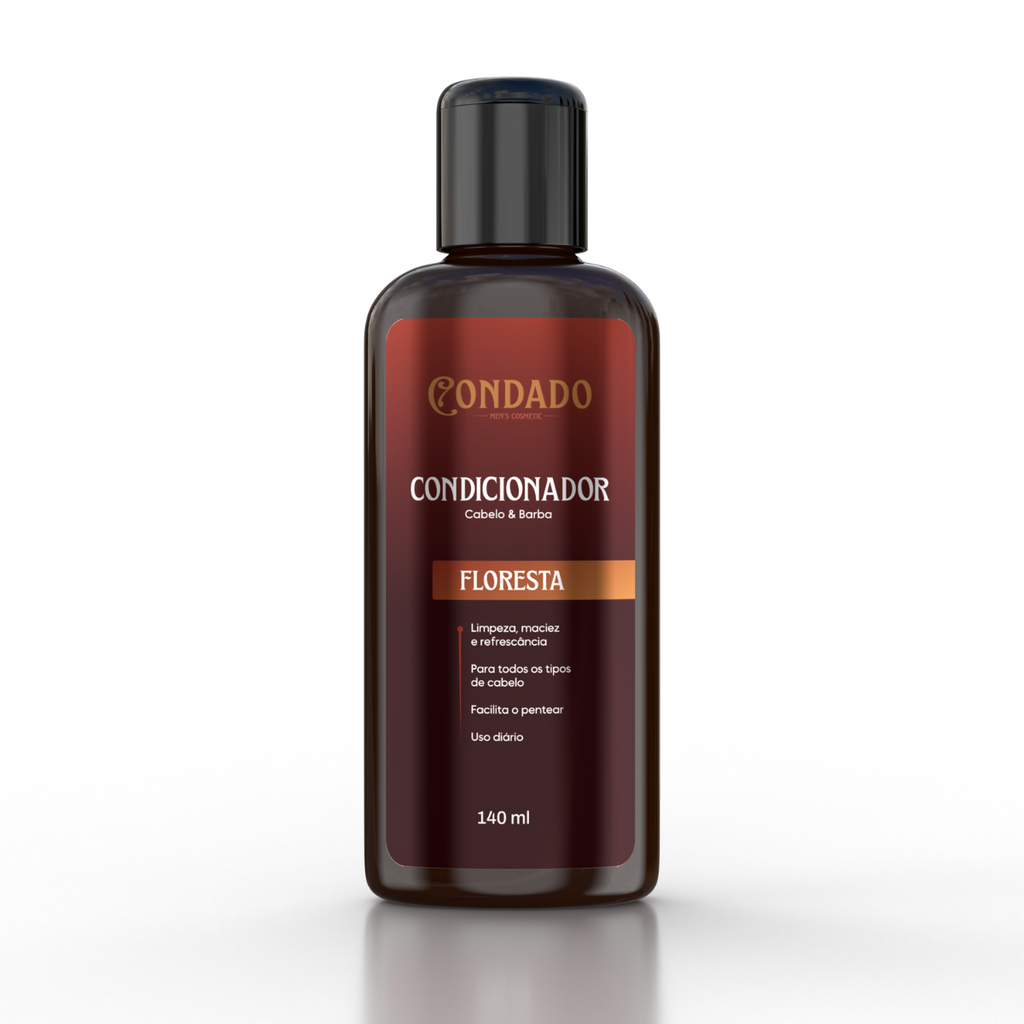 Kit Shampoo + Condicionador + Óleo + Colônia + Pomada + Necessaire Cinza Floresta Condado