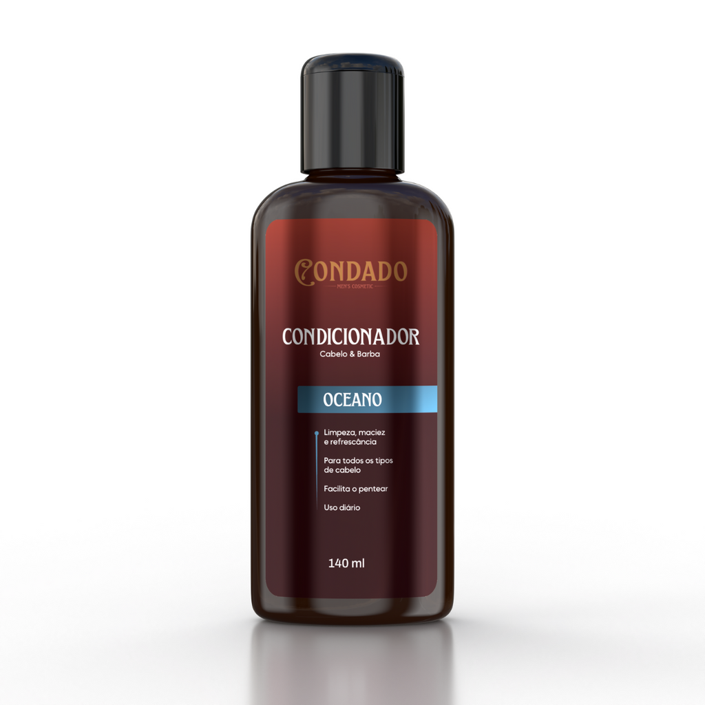 Kit Shampoo + Condicionador + Pomada + Óleo + Colônia + Balm + Necessaire Azul Oceano Condado