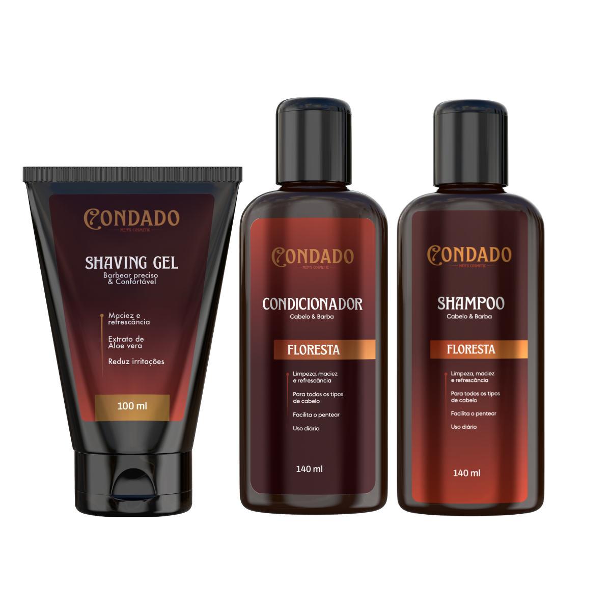 Kit Shampoo + Condicionador + Shaving Gel Condado Floresta