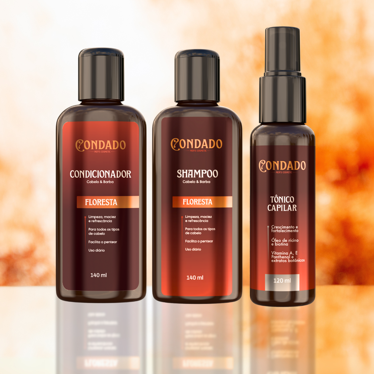 Kit Shampoo + Condicionador + Tônico Capilar Condado Floresta