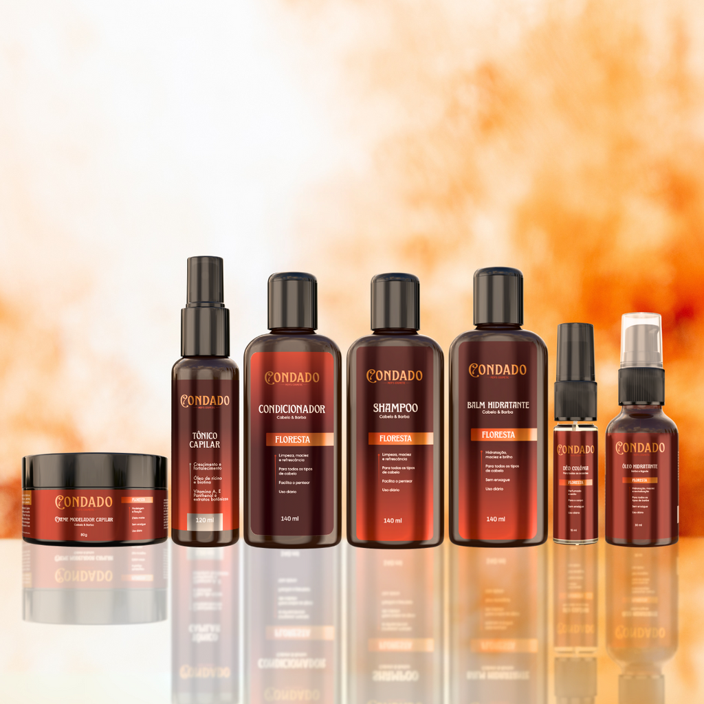 Kit Shampoo + Condicionador + Pomada + Óleo + Tônico + Balm + Colônia Floresta