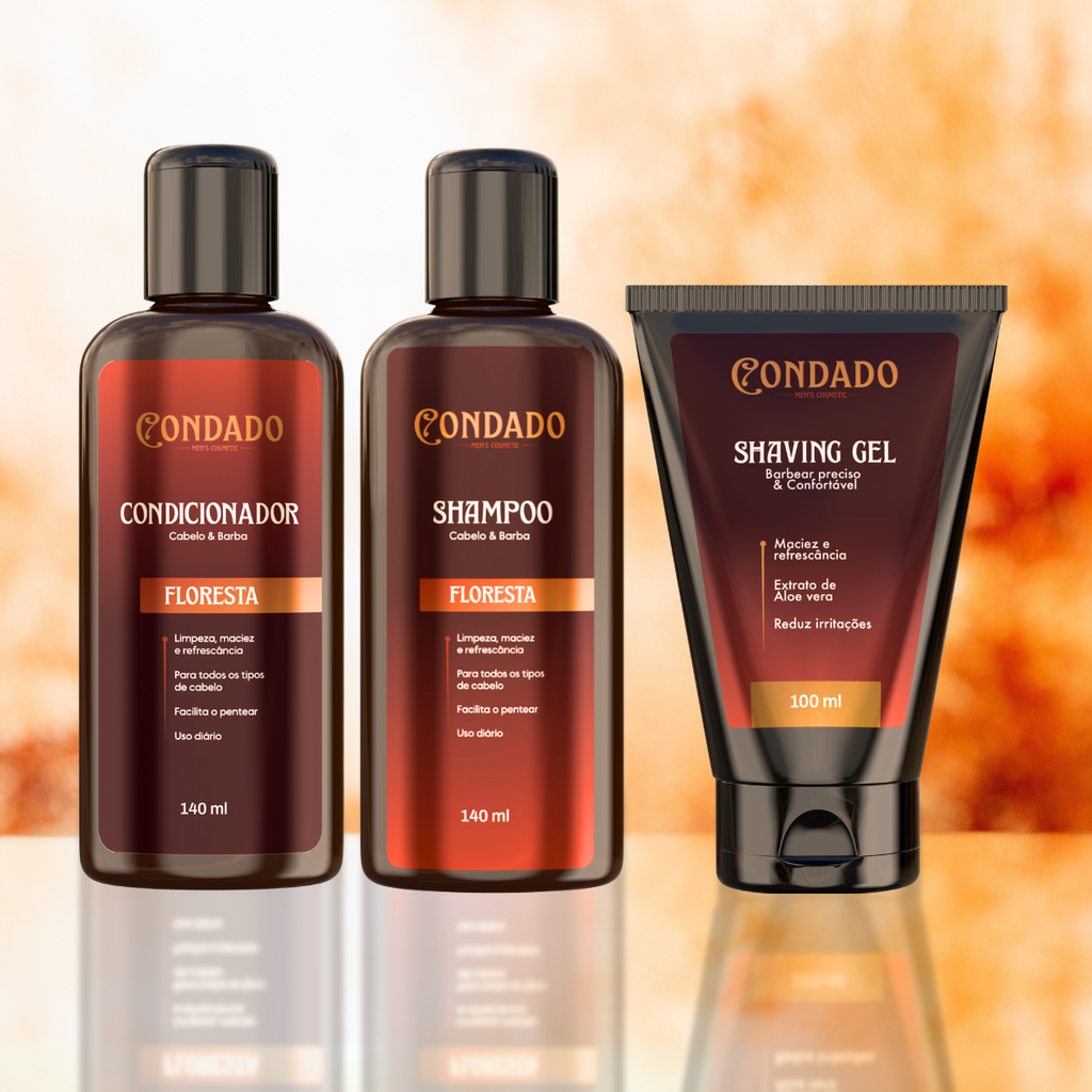 Kit Shampoo + Condicionador + Shaving Gel Condado Floresta