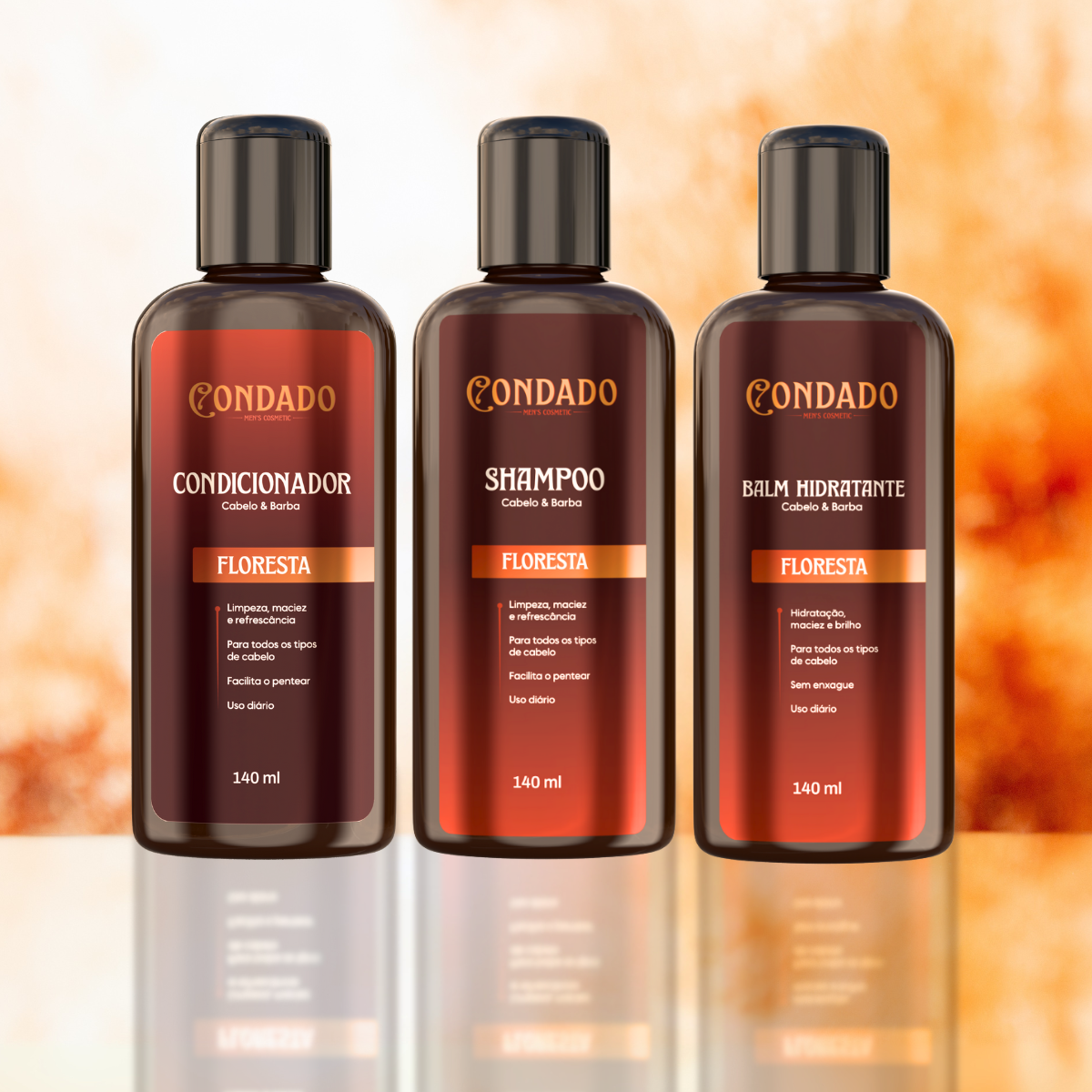 Kit Shampoo + Condicionador + Balm hidratante Condado Floresta