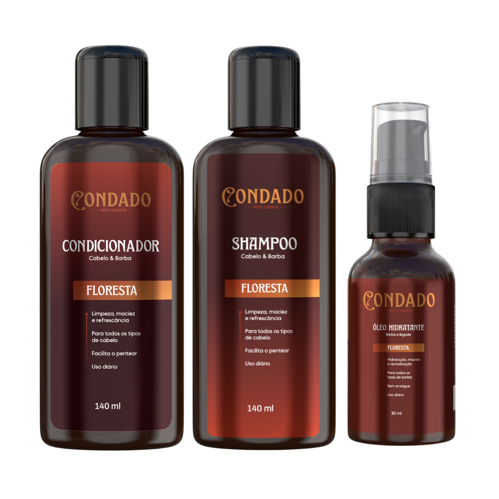 Kit Shampoo + Condicionador + Óleo hidratante Condado Floresta
