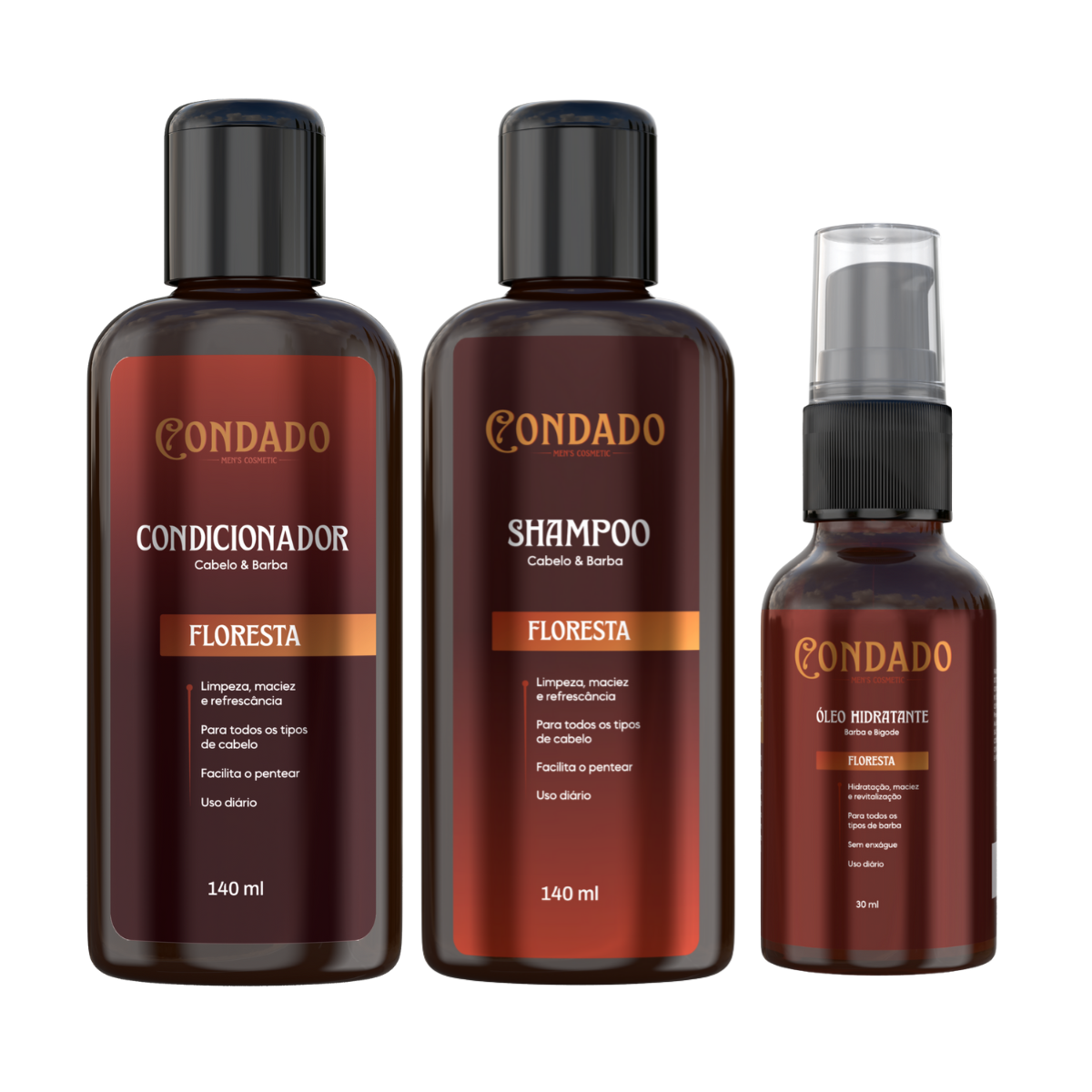 Kit Shampoo + Condicionador + Óleo hidratante Condado Floresta