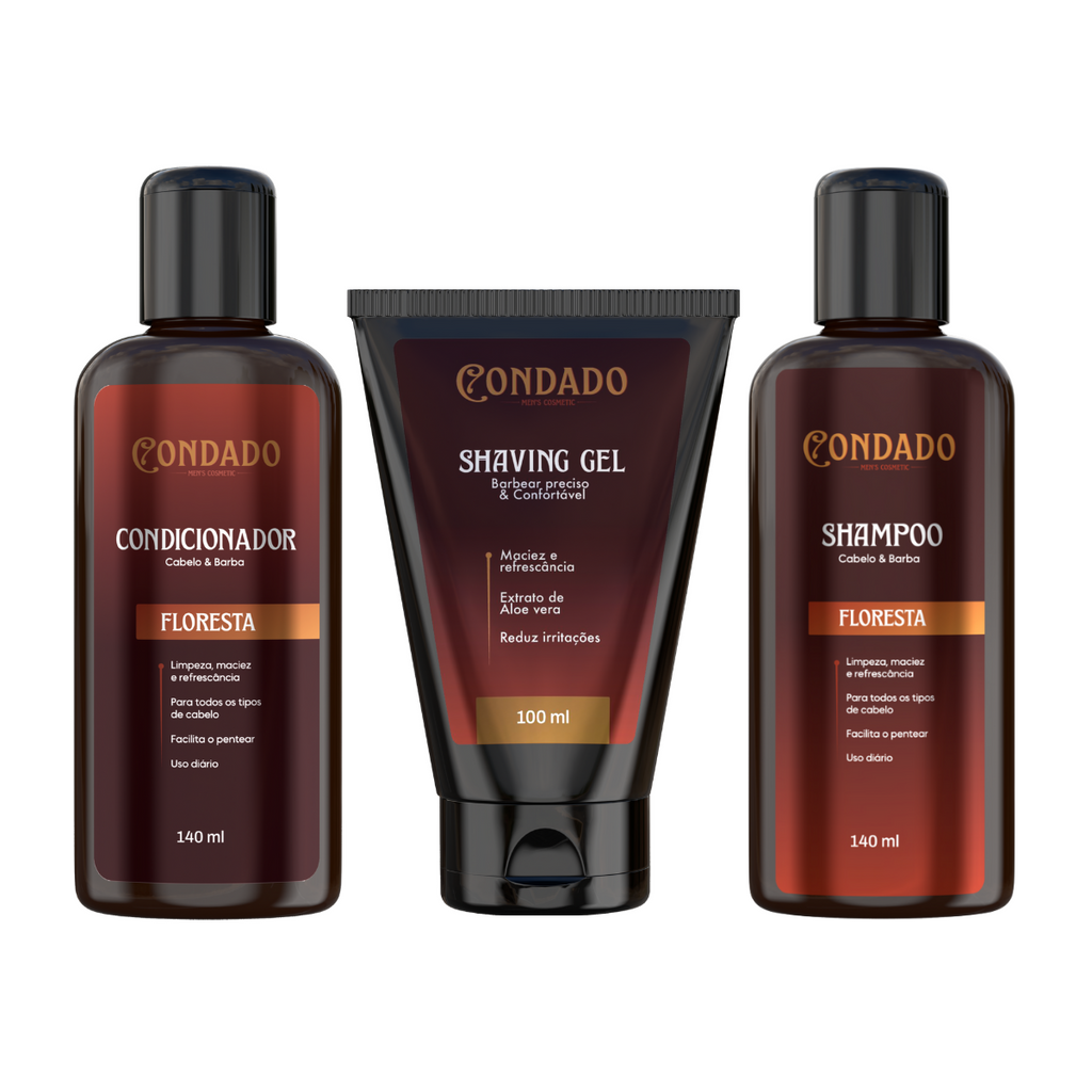 Kit Shampoo + Condicionador + Shaving Gel Condado Floresta
