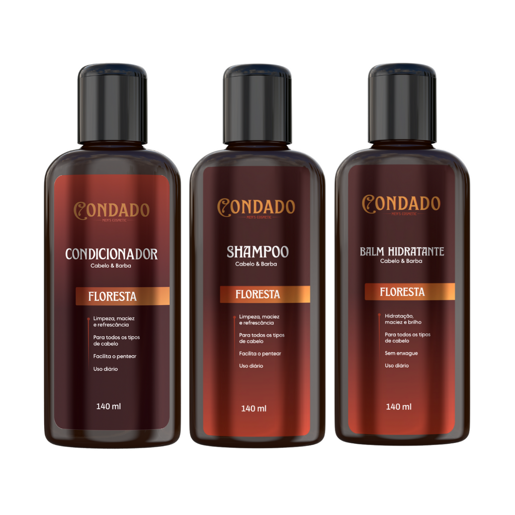 Kit Shampoo + Condicionador + Balm hidratante Condado Floresta