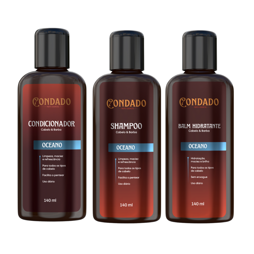 Kit Shampoo + Condicionador + Balm hidratante Condado Oceano