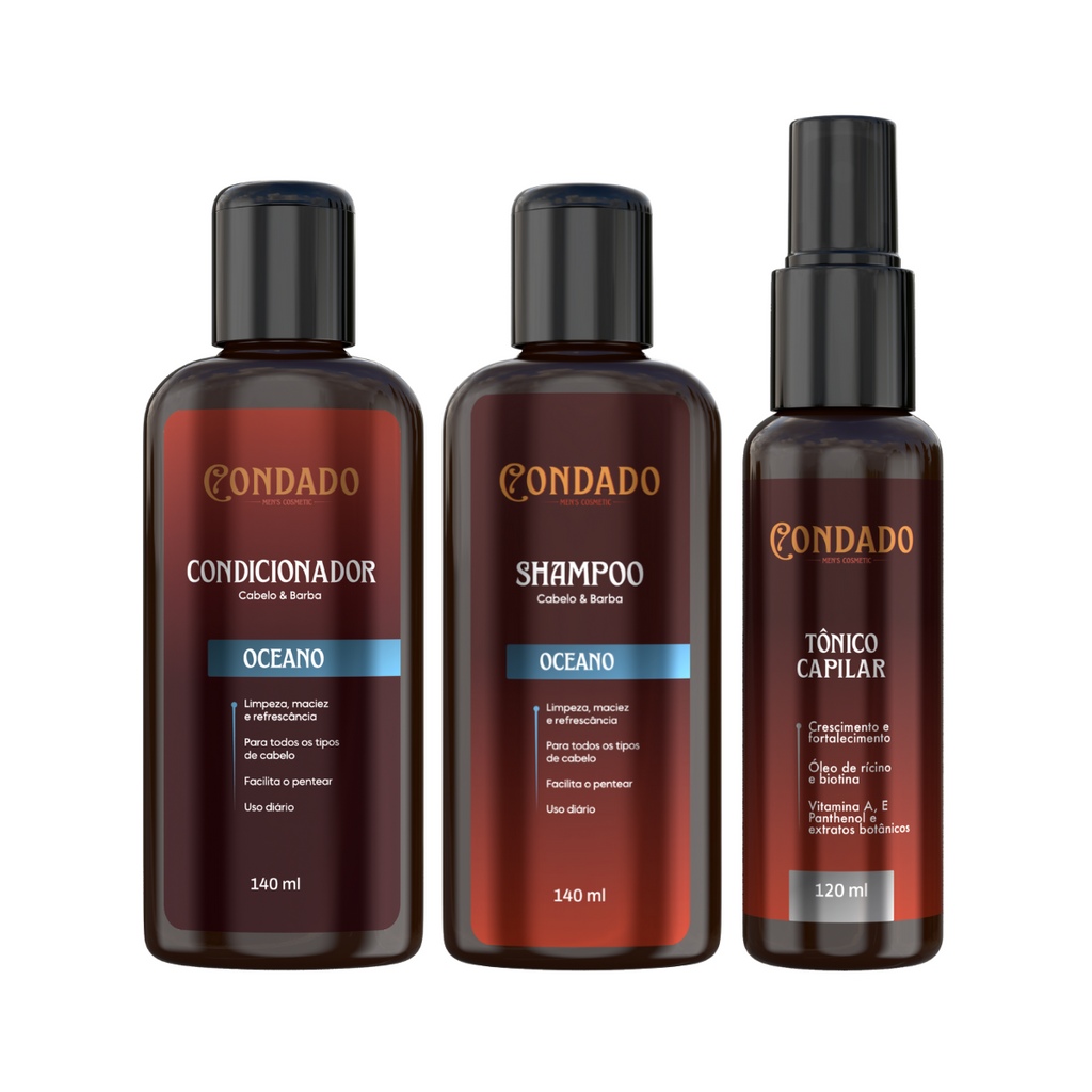 Kit Shampoo + Condicionador + Tônico Capilar Condado Oceano