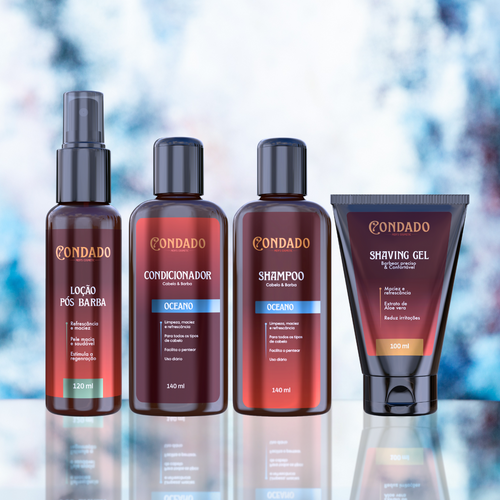 Kit Shampoo + Condicionador + Shaving Gel + Loção pós Barba Condado Oceano