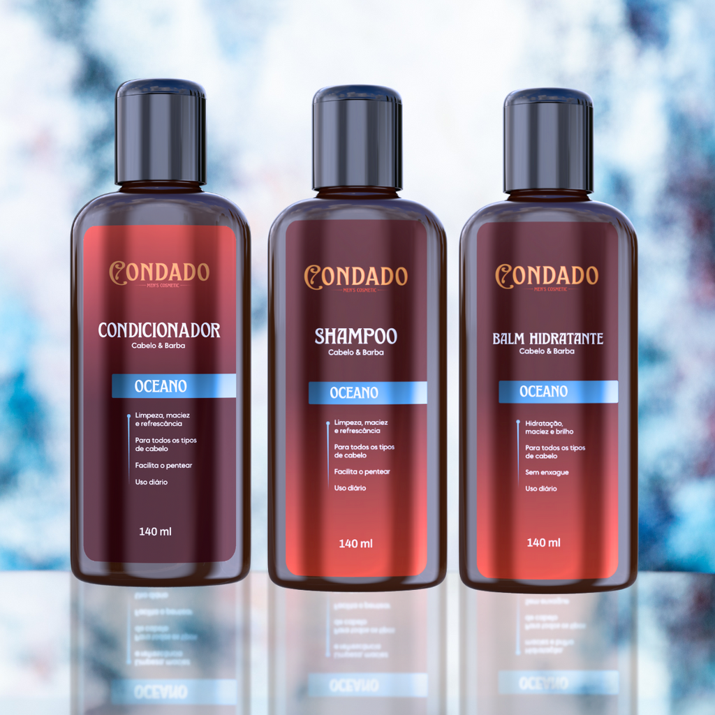 Kit Shampoo + Condicionador + Balm hidratante Condado Oceano