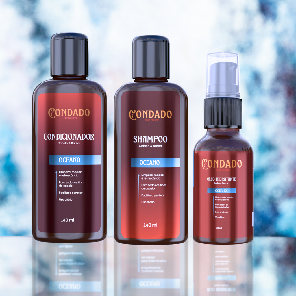 Kit Shampoo + Condicionador + Óleo hidratante Condado Oceano