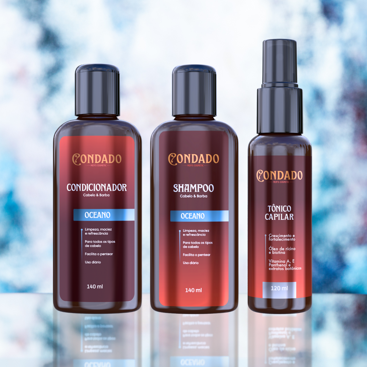 Kit Shampoo + Condicionador + Tônico Capilar Condado Oceano