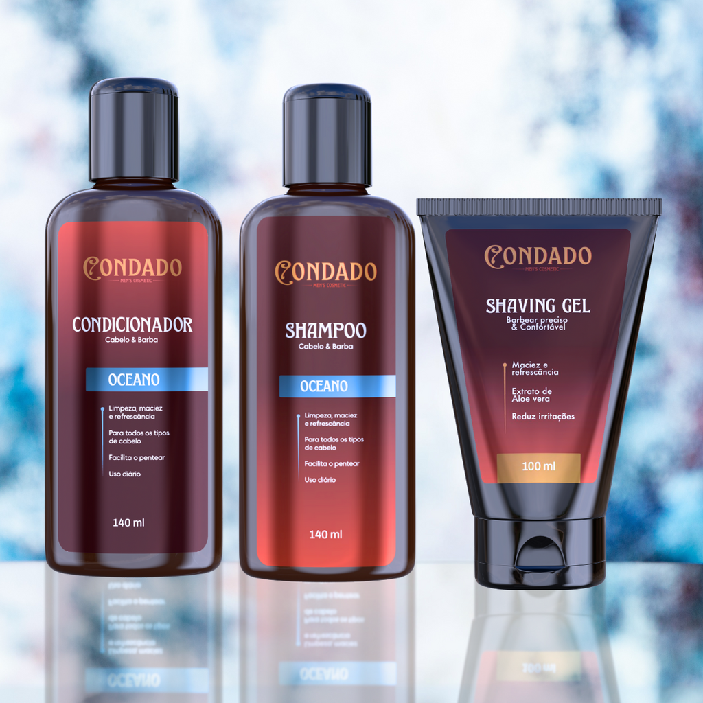 Kit Shampoo + Condicionador + Shaving Gel Condado Oceano