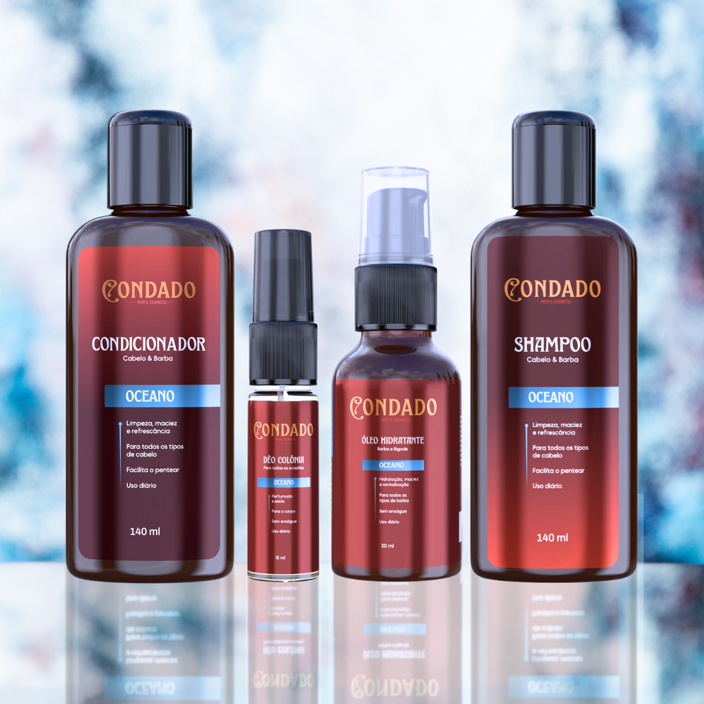 Kit Shampoo + Condicionador + Óleo hidratante + Colônia Oceano Condado